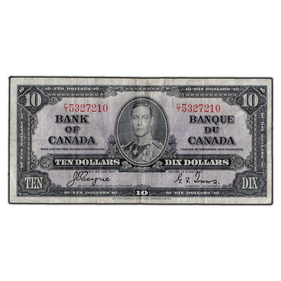 SOLD $10 1937 Bank of Canada Notes Coyne-Towers C/T Prefix BC-24c - F-15