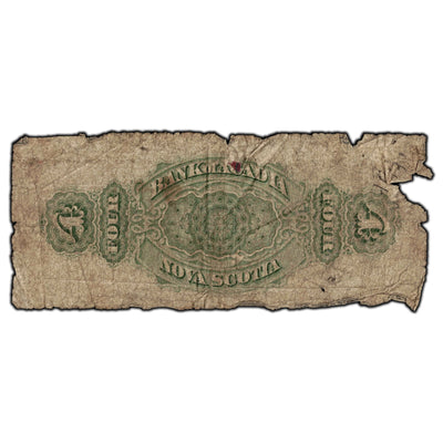 SOLD $4 1872 Bank of Acadia Nova Scotia Canada Chartered Note Ch #5-10-02 - Filler
