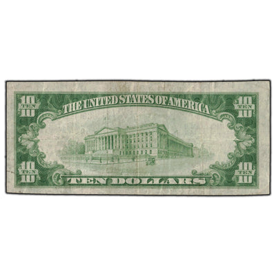 SOLD United States 1929 $10 National Note Mt. Vernon Ohio #7638 Note